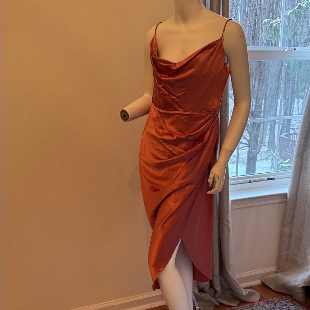House of CB Asymmetrical Rust Dress